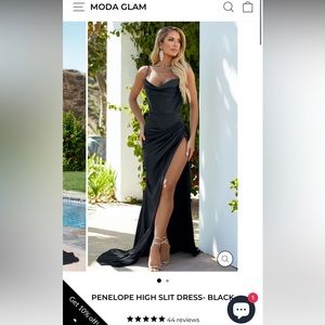 MODA GLAM NWT Size 2 PENELOPE HIGH SLIT DRESS- BLACK